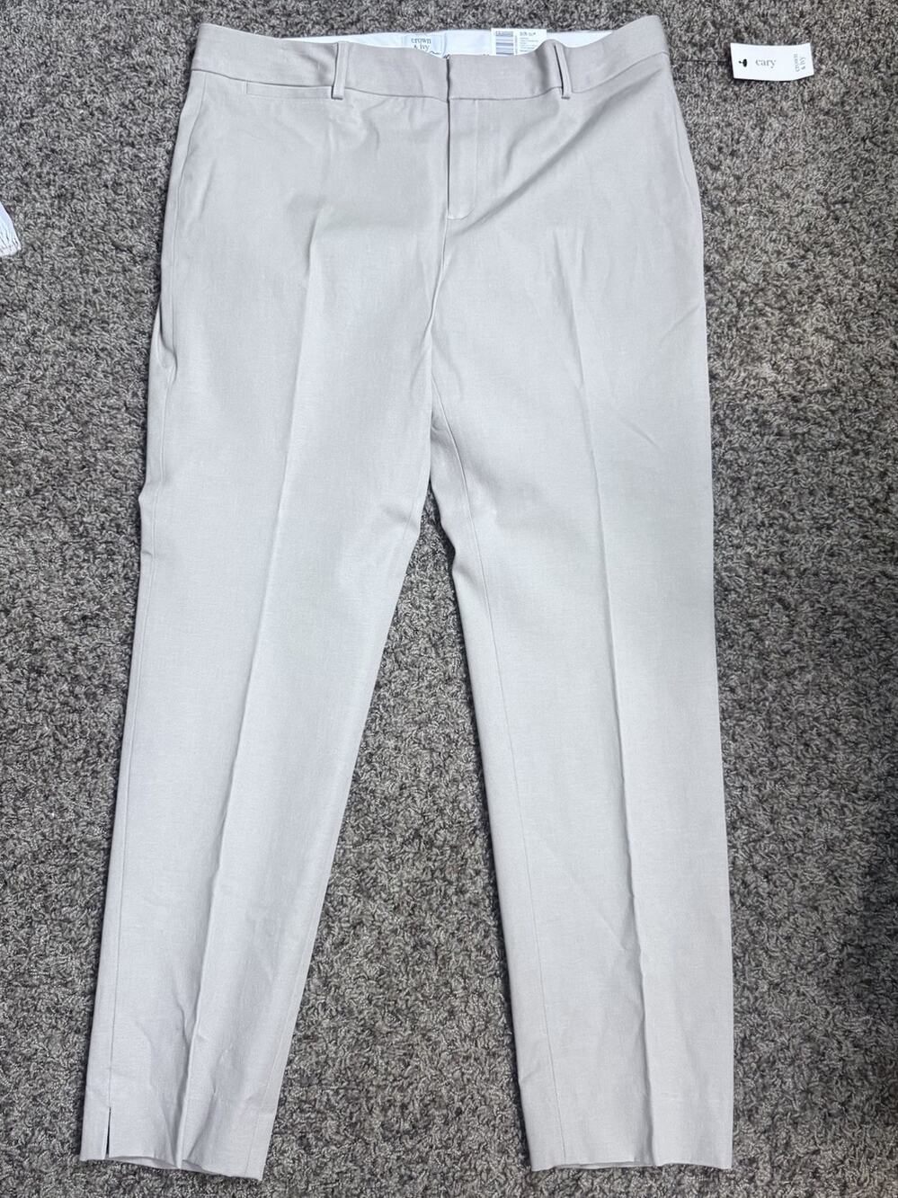 NWT Crown &‎ Ivy Pants Cary Bi Stretch Fly Front Khaki Size 14 Career Office